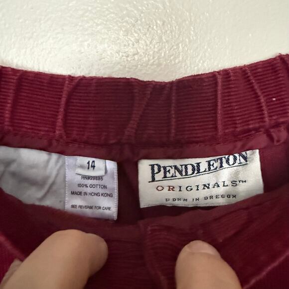 Vintage 90s Pendleton red corduroy pants high rise pleated trousers - Picture 4 of 7